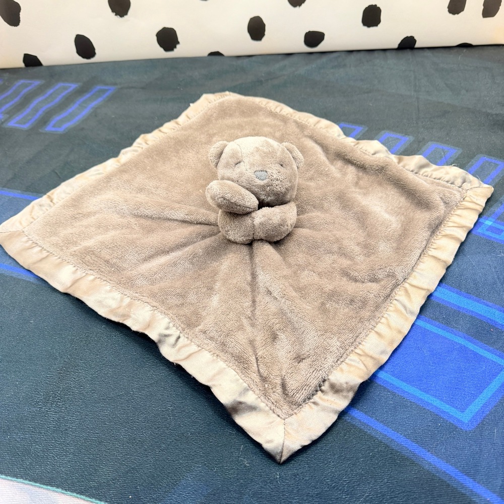 Carter's Bear Security Blanket Baby Brown Satin Trim Lovey